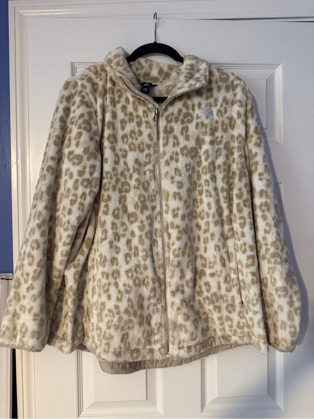 The North Face Plush Leopard-Pattern Fleece Jacket - Cream & Tan
